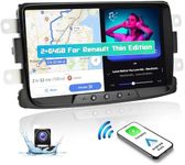 Hikity 2+64GB Android Car Stereo for Renault Duster Dacia Sandero Logan Dokker 2010-2015 with Wireless CarPlay and Android Auto, 8 Inch Touchscreen Carplay Radio with WiFi RDS AHD CAM Mic