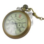 VIGOROSO Men's Vintage Full Copper Hand-Wind Mechanical Second&24hours Sub-dials Pocket Watch