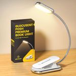 Glocusent Posh Premium Reading light for Books in Bed with Timer, 16-LED Rechargeable Book Light Runs 160hrs, 1800K Eyecaring Clip on Reading Light, 3 Colors & 5 Brightness Levels, Perfect for Readers