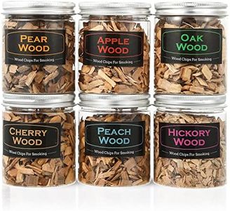 DGYJJZ 6Pack Natural Wood Chips for Smoker Grill and Smoking Gun, Oak, Pecan, Apple, Pear, Cherry and Peach About 8oz Each, Smoker Woodchips for BBQ Smoking Beef Pork Chicken Fish and Whisk