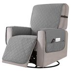 CHUN YI Recliner Chair Cover Reversible Small Recliner Slipcover for Dogs Seat Width to 25 Inch Washable Recliner Chair Protector with Elastic Adjustable Strap for Kids and Pets (Small, Light Grey)