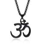 VNOX Om Yoga Pendant Necklace - Yoga Hindu Spiritual Amulet Jewelry Sanskrit Symbol Om Aum Ohm/Lotus Yoga Pendant Necklace, Stainless Steel, No Gemstone