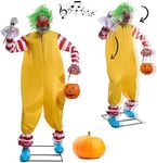 GUTE Haunted Killer Motion-Activated Animated Scary Clown Animatronic Over 6' Tall - Scare Moving Killer Clown Life Size, Sound & Movement Spooky Creepy Klown Decoration Costume, Battery Operated