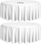 [2 Pack] White Round Tablecloths 90