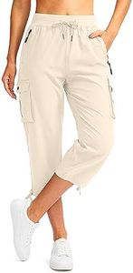 Soothfeel Women's Cargo Capris Pants with 6 Pockets Lightweight Quick Dry Travel Hiking Summer Pants for Women Casual (Beige, XL)