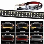 432LEDS Triple Row Tailgate Light Bar, 60 Inch Tail Strip Light Bar for Trucks Pickup Trailer SUV RV VAN, with 4-Way Flat Connector Wire - Red Brake White Reverse Amber Turn Signal Strobe Light