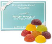 Andy Anand Chocolatier Pâtes de Fruits - Gluten Free French Fruit Jellies, Flown Fresh from France Mix of Natural Assorted Flavors, Guilt Free Indulgence with No Artificial Additives (24 Pcs, 8 Oz)