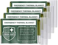 Swiss Safe 4 Pack Mylar Emergency Blankets for Survival - Compact & Insulated for Cold Weather - Designed for NASA, Outdoor, Running, Camping, Survival, First Aid Car Kit - Army Green, 4 Pack