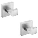 Nolimas Bathroom Towel Hook SUS304 Stainless Steel Square Clothes Coat Robe Hooks Cabinet Closet Door Sponges Hanger for Bath Kitchen Garage,Heavy Duty Wall Mounted,Brushed Nickel Finish,2pack