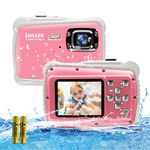 Waterproof Kids Camera, Underwater 21MP 1080P Waterproof Digital Camera with 2" LCD 8X Digital Zoom Flash and Mic for Kids Girls Boys (Pink Float Strap & 32G Card)