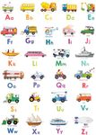 DECOWALL DS8-2005N Transport Alphabet Kids Wall Stickers Decals Peel and Stick Removable for Nursery Bedroom Living Room art murals decorations decor repositionable bathroom toddlers girls baby