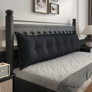 Johnear Bolster Pillow Headboard Backrest Pillow Large Daybed Cushion Lumber Back Pad Support Positioning Sofa Bed Rest Reading Pillow （Black, 71 x 3 x 20 inches）
