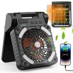 iYeHo Solar-Powered Camping Fan with LED Lantern,10400mAh Rechargeable Battery Operated Portable,Timer,Phone Charging and Eco-Friendly Fan,for Camping,Fishing, Power Outage,Hurricane,Travel