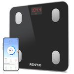 RENPHO Elis 1 Bluetooth Body Fat Scale, Smart Digital Bathroom Scale for Body Weight, Wireless Weighing BMI Scale with Smartphone APP, Weight, Body Fat Monitor, 396 lbs/180 kg (Black)