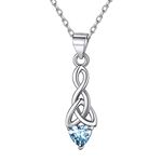 ChicSilver Celtic Knot March Birthstone Necklace for Women Heart Gemstone Pendant 925 Sterling Silver Fashion Jewelry