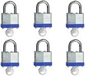 LQYN 6 Pack Laminated Keyed Padlock (1-9/16", 40mm), Keyed Alike Locks, Normal Shackle, Lock for Gym Locker, Luggage, Suitcase, Baggage, Toolbox, Case