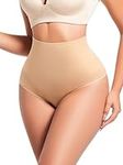 Annsuki Shapewear Thong for Women Tummy Control Seamless Underwear High Waisted Body Shaper Panties -Nude Large