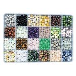 720pcs 6mm Natural Round Stone Beads Gemstone Beading Hole Size 1mm Crystal Energy Stone Healing for Bracelet Necklace Earrings Jewelry Making(24 Colors-1,6mm)