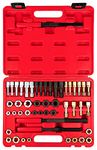 wesleydrill 49PCS Thread Chaser Set, Metric and SAE Thread Restorer Tool with Thread Pitch Gauge, Including 22 Taps, 24 Dies, 3 Thread Files, UNF & UNC Size