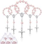 30 Pieces Baptism Rosary Catholic Mini Rosaries Baptism Favors for Guests Party Favors Rosary Beads for Baptism with 30 Pcs Organza Bags for Christening Weddings First Communion Gift (Pink)