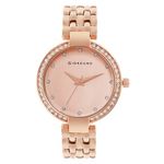 Giordano Fashionista Analogue Watch for Women Stylish Metal Strap, Diamond Studded Dial Ladies Wrist Watch 3 Hand, Ideal Gift for Female - GD-2141 (Full Rose Gold)