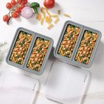 Navaris Silicone 2-Cup Freezer Soup Container with Lid - Set of 2 - Extra Large Ice Cube Trays - Food Storage Containers with Lids - for Soups, Stock, & Baking - Grey