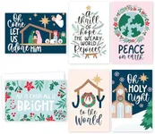 24 Religious Christmas Cards With Envelopes - Christian Christmas Cards With Envelopes, Nativity Christmas Cards Religious, Christmas Cards Bulk, Merry Christmas Cards with Envelopes (Doodle)