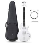 Electric Guitar Nova Go Sonic - 1/4 White Smart Electric Carbon Fiber Guitarra with 10W Wireless Speaker, Onboard Presets, Charging Cable, Adjusting Wrench, and Gig Bag