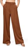 Willit Women's Work Pants Wide Leg High Waisted Casual Slacks Business Office Dress Pants with Pockets 30" Caramel M