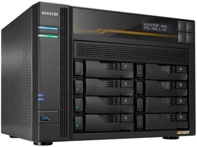 Asustor Lockerstor 8 Gen3 AS6808T 8 Bay NAS Network Storage, AMD Ryzen Quad-Core 2.3 GHz, 16GB RAM ECC DDR5, 4 M.2 NVMe Slots, Dual 5GbE & Dual 10GbE Port, USB4 Type-C, Network Attached Storage