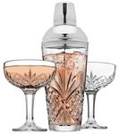 Godinger Cocktail Shaker and Cocktail Glasses Bar Set, Martini Shaker and 2 Martini Glasses Set - Dublin Collection