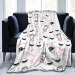 Lashes Mascara Coffee Cup Throw Blanket Soft Flannel Fleece Blankets for Bed Couch Sofa,All Season Cozy Blankets Throws King Queen Full Size for Kids Women Adults 60"X50"