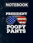 President Poopy Pants Politics - Usa Flag Sunglasses Vintage 130 Pages 8.5''x11'' in DotLine