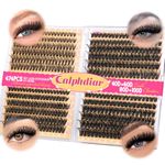 Calphdiar Lash Clusters 40D+60D+80D+100D Eyelash Clusters 474PCS Individual Lashes D Curl Cluster Eyelash Extensions 8-16MM Wispy Lashes Clusters Fluffy False Mink Eyelashes DIY Lash Extension at Home