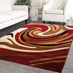 Rug Decor Thick & Soft Hand Embossed Cutting Beautiful Carpets for Living Room Bedroom & Drawing Room & Home Floor and Hall Washable Rugs 5X7 feet ColorMulti Red 3