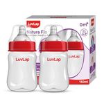 LuvLap Anti-Colic Wide Neck Natura Flo Baby Feeding Bottle, 150ml (Pack of 2), New Born/Infants/Toddler Upto 3 Years, BPA Free