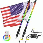 2PCS 2FT LED Whip Lights, SWATOW INDUSTRIES Lighted Antenna Whip Smoked Whip Light RGB LED Whips Off Road Dancing/Chasing Light Whip for ATV UTV Pickup Golf Cart 4 Wheeler Dune Buggy-2 Year Warranty