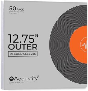 Acoustify Premium Acid-Free Anti-Static Vinyl Record Outer Sleeves, 50-Pack - Crystal Clear True 3 Mil, 12.75" x 12.75" for Single & Gatefold 12" LPs