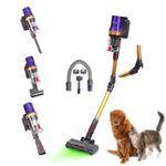 STARQ 2in1 Flexibend Vacuum Cleaner Combo with Pet Grooming Kit, Laser Guided Brush 400W Touchscreen & 28 Kpa Strong Cyclonic Suction, HEPA Filter Cordless Bagless & Rechargeable Upto 60min Runtime