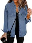 luvamia Long Shacket Jacket Women Jeans Jacket For Women Fashion Blue Jean Shirts Women Jean Shacket Women Fall Jackets For Women Fall Button Down Shirts Size Medium Size 8 10