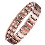 Feraco Men's Copper Magnetic Bracelet Elegant 99.99% Solid Copper Bracelets with Double-Row Strong Magnets, Magnetic Field Therapy Jewelry