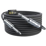 Electric Guitar Cable 9.6ft, Professional Rean Connectors from Neutrik, Kevlar-Reinforced 1/4 Instrument Cable, Bass Guitar AMP Cord, Straight to Straight, 1 Pack