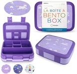 Bento Box Lunch Boxes for Toddlers Kids Girls, 5 Portion Sections Secure Lid, BPA Free Removable Tray, Pre-School Kid Daycare Lunches Snack Container Ages 3 to 5, Loncheras Para Niñas, Purple Unicorn