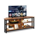 Dripex TV Stand Cabinet with LED Lighting, Corner Cabinet TV Unit for up to 55 Inch TV with Open Gaming Entertainment Center Shelves Vintage Industrial TV Standchest (120x36x45.5 CM)