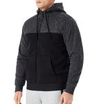 TEX2FIT Heavyweight Sherpa Lined Zip Up Hoodie for Men, Fleece Full Zip Hooded Sweatshirt with Sherpa Lining (Charcoal/Black Combo, X-Large)