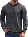 COOFANDY Mens Hoodie Pullover Long Sleeve Casual Fashion Sweatshirts Drawstring Gym Hooded Shirt with Kanga Pocket Grey