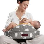 momcozy Memory Foam Nursing Pillow, Ergonomic Breastfeeding Cushion with Safety Fence, Wide Support & Adjustable Strap, Removable Cotton Cover, Clouds