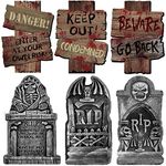 Halloween Decorations for Party,Halloween Gravestones *3 Yard Signs Stakes*3 Creepy Assorted Warning Sign and Tombstones Beware Props,for Outdoor Lawn Trick Or Treat