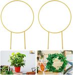 2 Pack Circle Trellis for Climbing Plants Indoor, 15" Gold Small Plant Trellis Support Stakes Flower Houseplant Hoya Trellis for Potted Plants & Garden Stem Vines