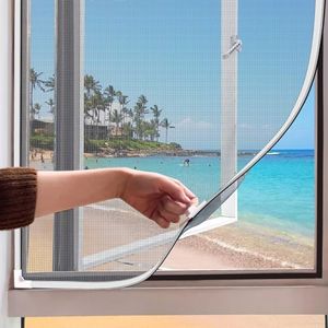 UtauHom Magnetic Window Screen, Adjustable DIY 47x75in Window Screen Replacement, White Frame Gray Fiberglass Mesh, No Drilling Easy Cut-to-Fit for Sliding/Swing/Top-Hung, Fits Wood/Iron/PVC Frames